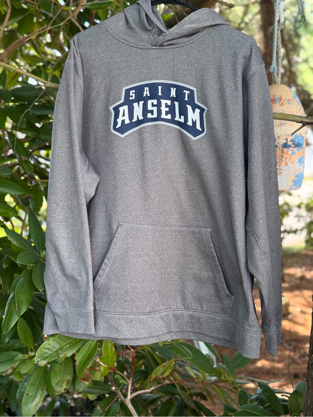 Men's College Gray Pullover Hoodie-XL-  Saint Anselm- NH college -